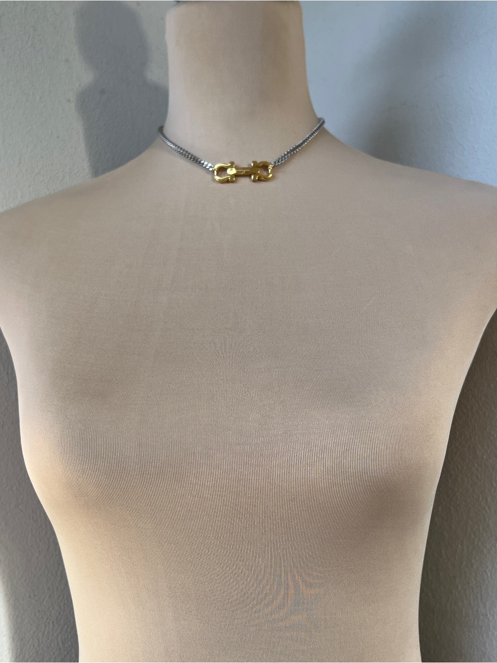 Custom Vintage Salvatore Ferragamo Two-tone Necklace 15-16.5โ - Picture 5 of 11
